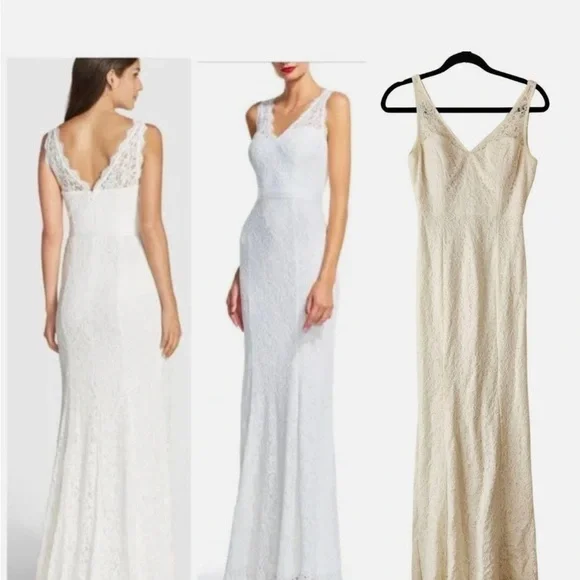 Adrianna Papell Sleeveless Bridal Dress Ivory - Picture 2 of 16